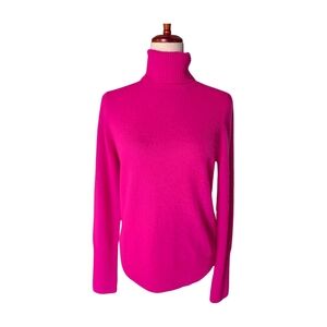 NWT AQUA 100% Cashmere Turtleneck Sweater in Knockout‎ Pink Size Small